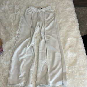 White Wide Leg Pants-XS